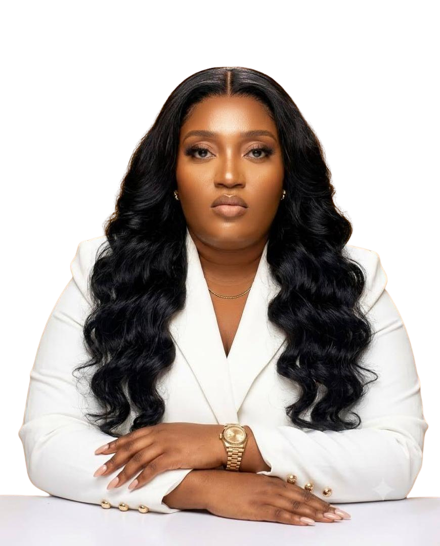 Awura Abena Amponsah in a white executive suit